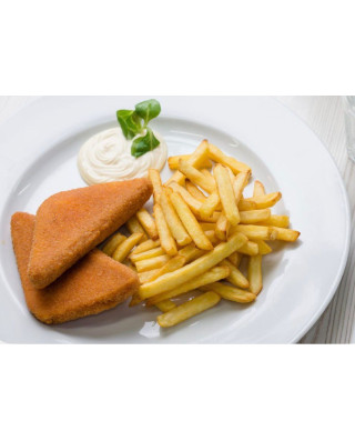 Cascaval pane cu cartofi prajiti si sos Cascaval pane cu cartofi prajiti si sos